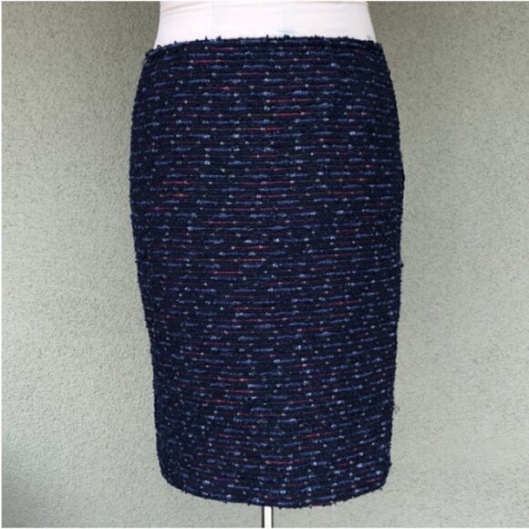 Lafayette 148 New York Boucle Tweed Navy Skirt - Picture 2 of 4
